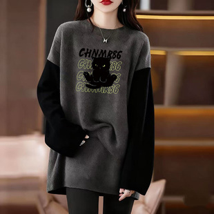 中长款德绒长袖T恤女秋冬内搭加厚款磨毛打底衫欧货宽松遮肉上衣