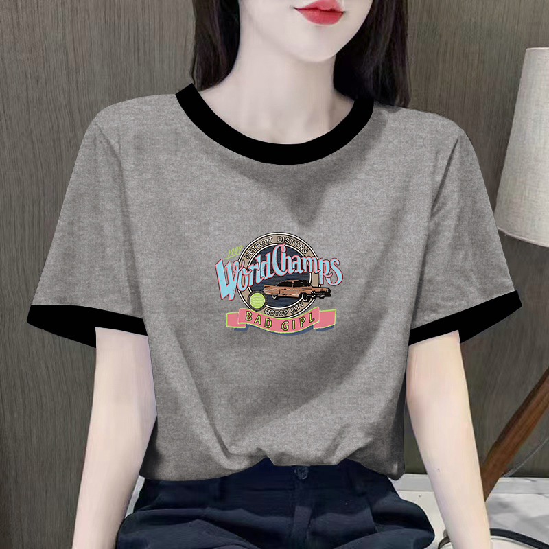 宽松圆领短袖t恤女夏季