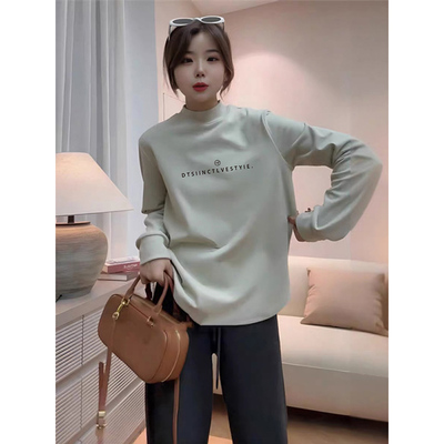 中长款长袖T恤女遮屁股半高领
