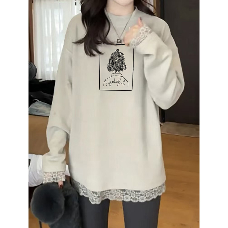 大码女装中长款遮屁股打底衫磨毛