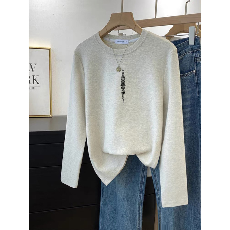 欧货加厚磨毛长袖T恤女秋冬2025