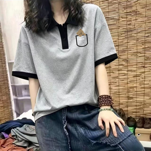 正肩短袖T恤女夏季通勤百搭大码