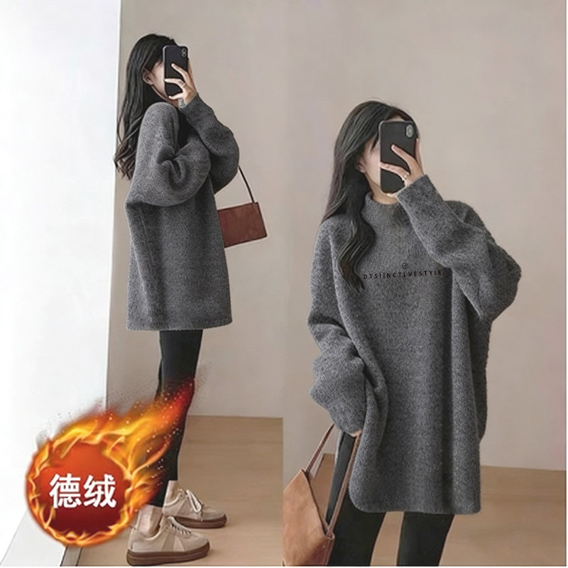 灰色内搭半高领打底衫女秋冬保暖加厚德绒长袖T恤中长款遮臀上衣,女装/女士精品,T恤,淘宝优惠券,粉丝福利购,淘宝优惠卷