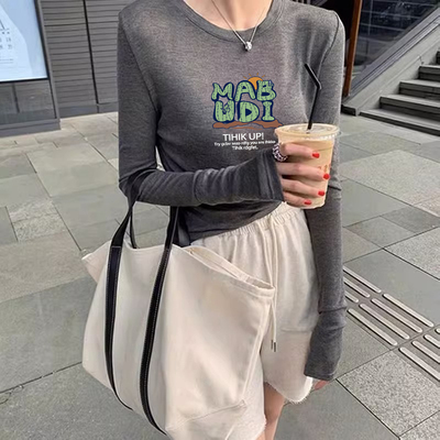 圆领长袖T恤女春秋内搭学生修身