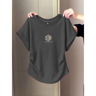 设计感小众正肩显瘦短袖T恤女