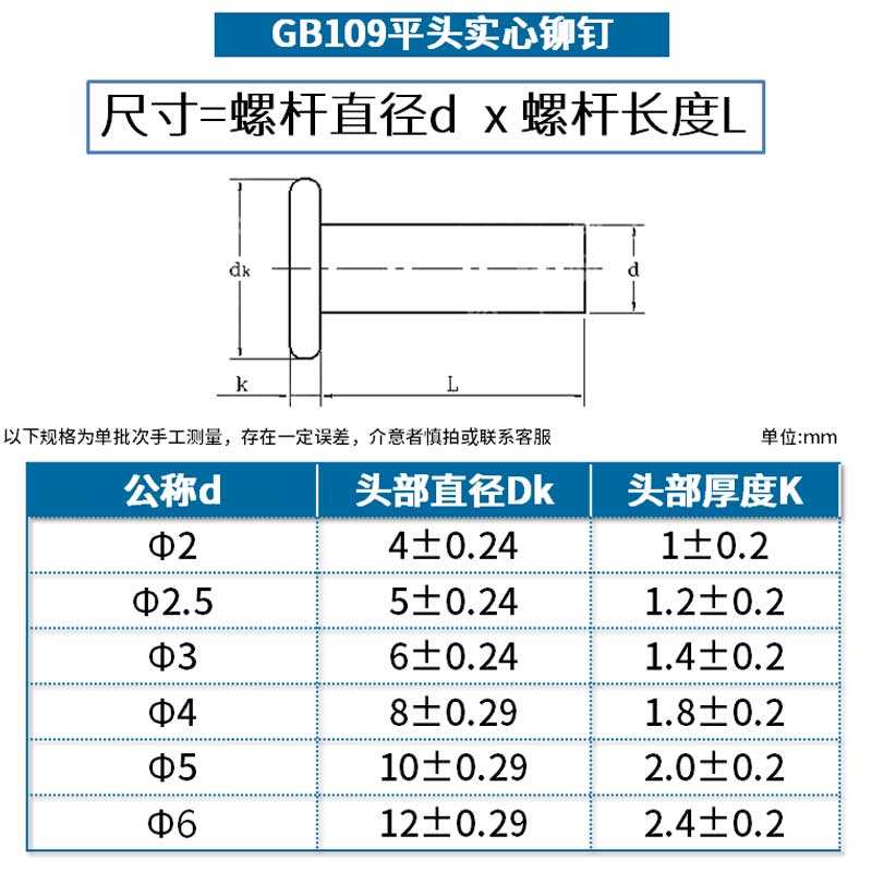 紫铜平头实心铆钉纯铜实心铆钉平头紫铜铆钉M2M2.5M3M4SM5M6M8 6L