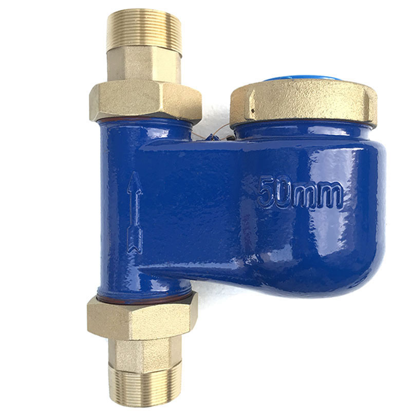 DN50外牙带接头垂直立式冷水表2寸外丝热水表外螺纹上进下出DN40