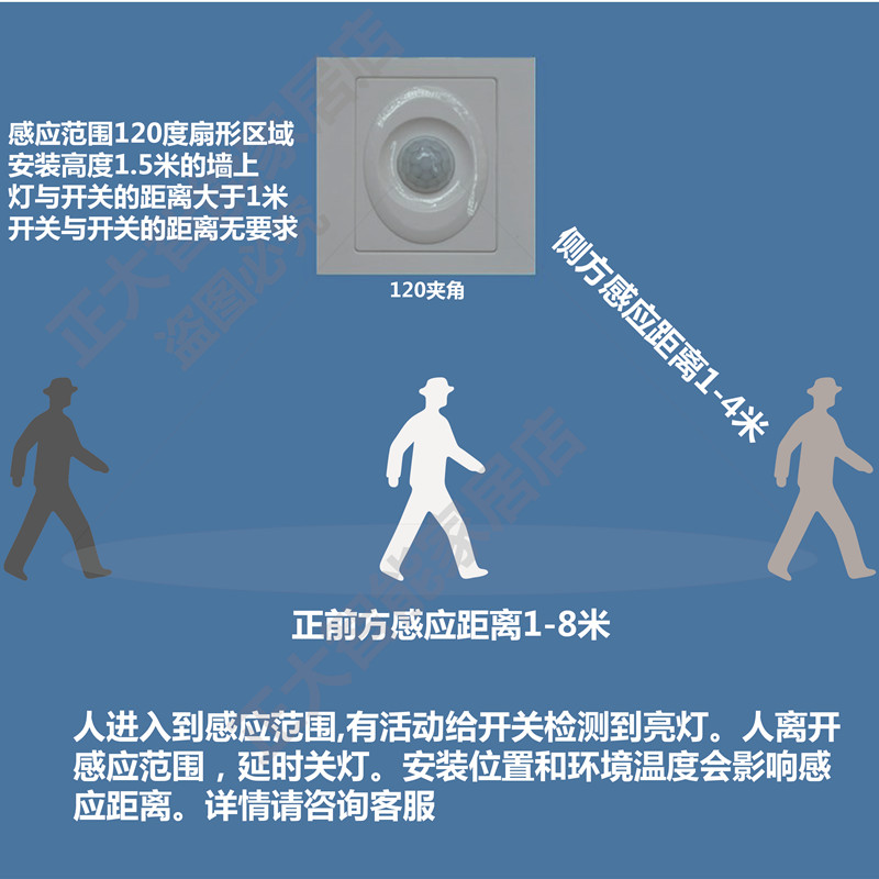 红外线人体感应开关三线制大功率16AF继电器控灯带多个LED灯排气