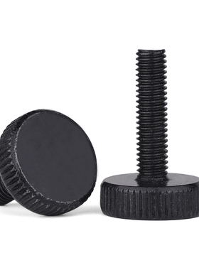 GB835黑色平头滚花手拧螺丝镀黑锌大头手拧螺钉Lm3m4m5m6m8m10