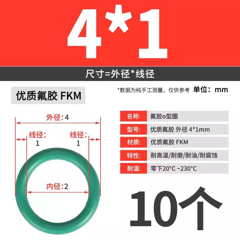 氟胶O型圈耐高温密封圈绿色o型橡胶垫圈线径1.5/M2/2.4/3.1-5mm