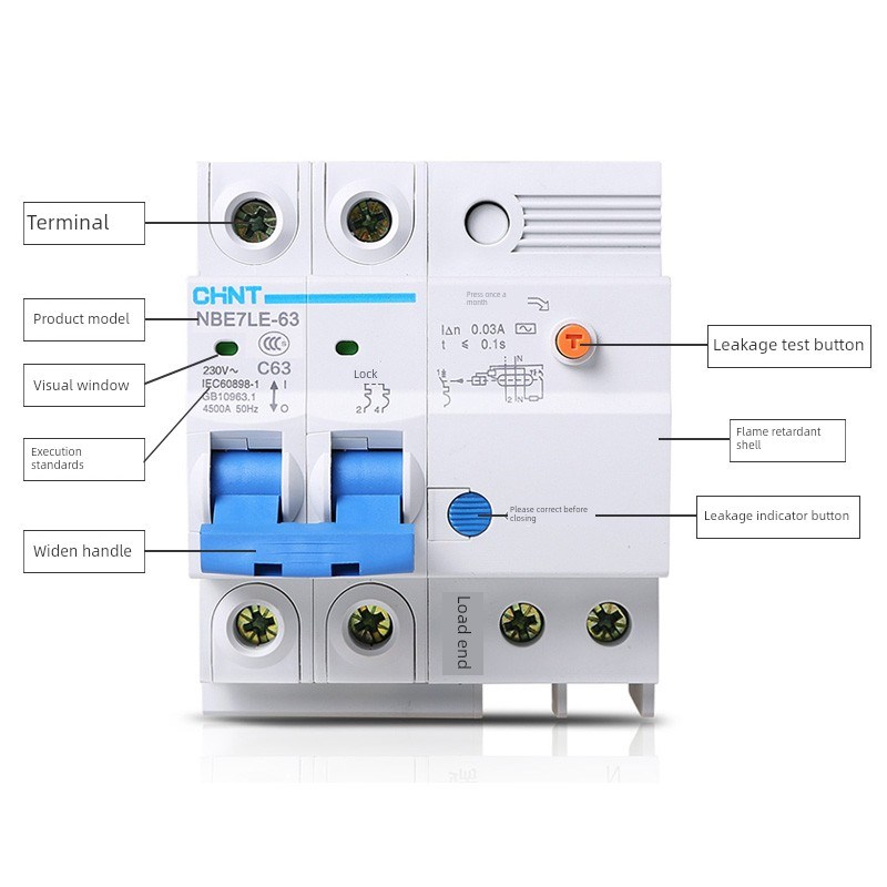 正泰Nbe7Le漏电断路器带漏电保护家用空气开关全漏电保Z护过载保