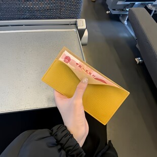 简约卡包卡夹外出票夹一片式 时尚 招财钱夹头层牛皮超薄钱包女新款
