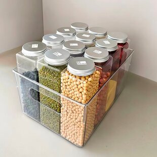 网红五谷杂粮收纳罐厨房分类香料佐料储存罐方形食品级塑料调料瓶