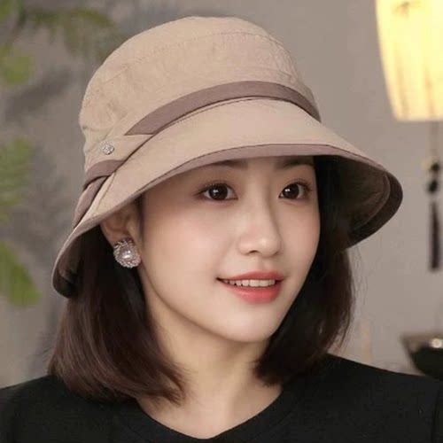 轻薄速干遮阳防晒帽2025新款休闲渔夫帽凉帽早春出游遮脸太阳帽女