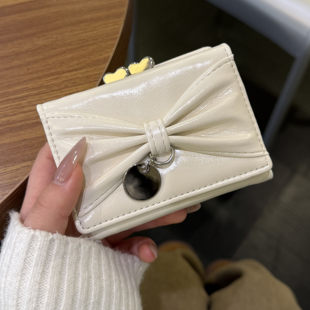 韩系蝴蝶结短夹女高级感多卡位卡包温柔复古简约多功能零钱包