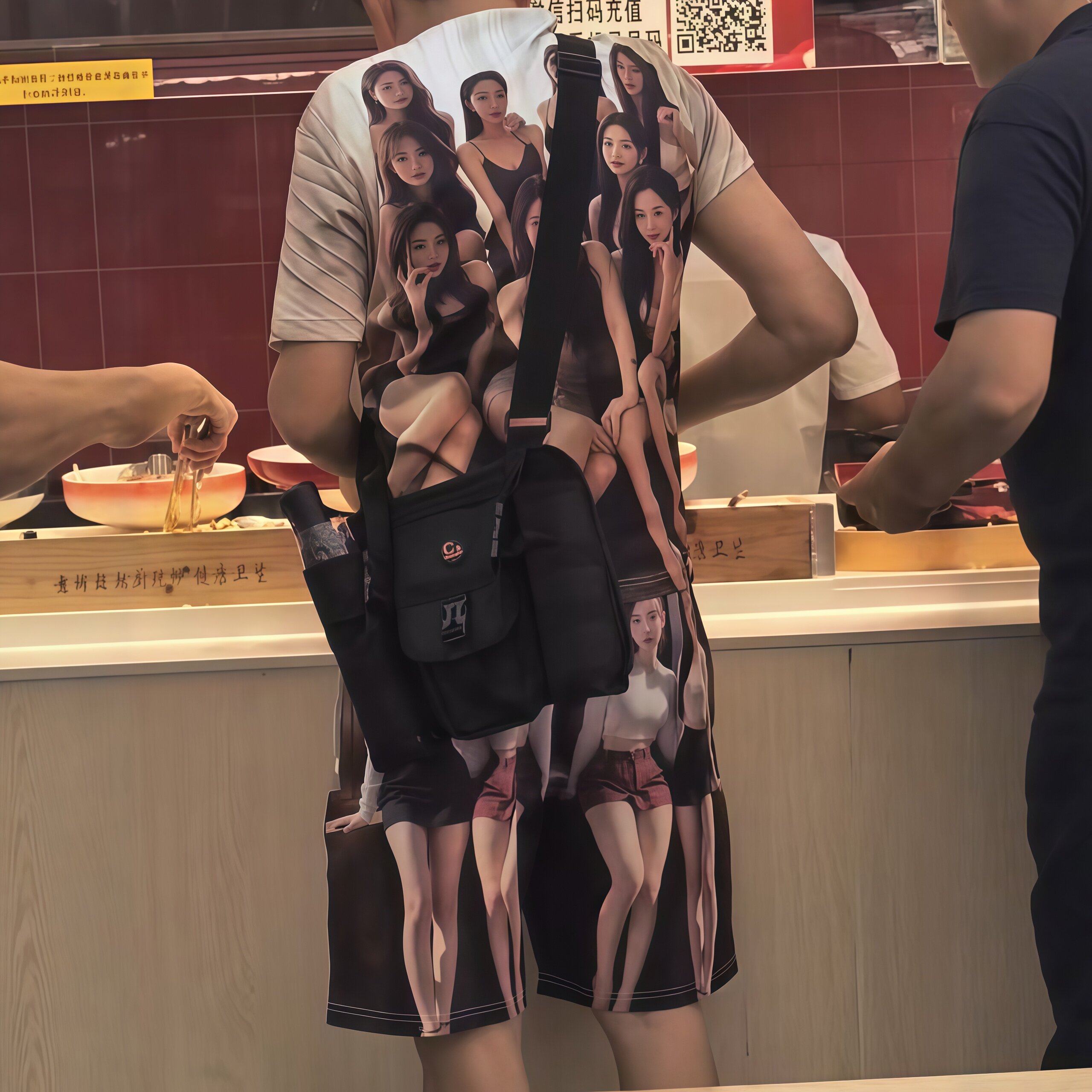 美女印花短袖抽象恶搞八骏图趣味潮流男生休闲睡衣舒适透气家居服