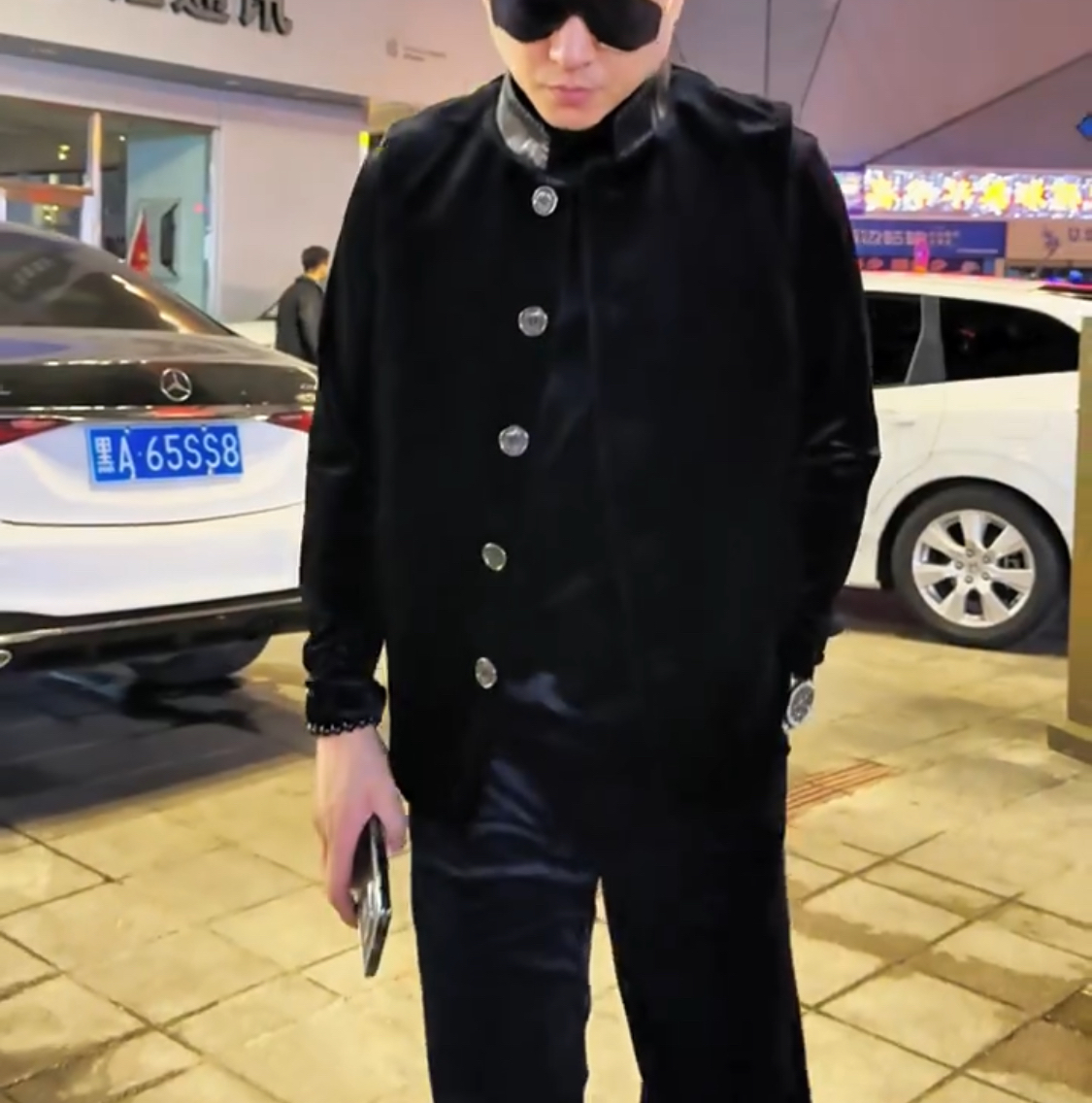 孙先生轻奢男士钻石绒拼绵羊皮丝绒领高订时尚简约中式马甲88876L