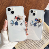 可乐创意情侣猫咪狗狗工作适用苹果14pro手机壳iPhone13卡通透明8plus 6s硅胶12mini软11女防摔壳15 16max男7
