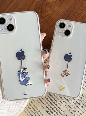 卡通猫和老鼠汤姆杰瑞适用苹果14promax手机壳iPhone13pro透明情侣16max女15男防摔8plus保护6s/7软12mini/11