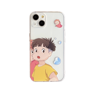 卡通可爱波妞宗介适用苹果14promax手机壳iPhone13透明女15防摔16max保护8plus男外壳12mini新se3情侣11动漫7