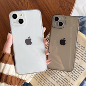 简约透明透黑直边适用苹果14promax手机壳iPhone13硅胶软壳xsmax防摔15保护套12promax外壳11全包防护8plus