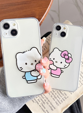 卡通可爱hello kitty适用iphone15promax苹果14手机壳13/12全包透明情侣女款11/16防摔保护套凯蒂猫个性7/8/6