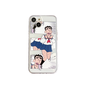搞怪男扮女装小男孩适用苹果14promax手机壳透明iphone13pro全包硅胶软12mini防摔11/15保护套14plus可爱6s/7