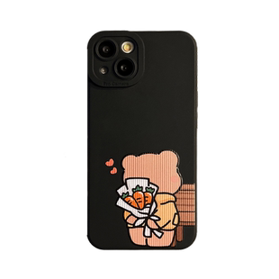 卡通送花小熊情侣兔子适用苹果14promax手机壳iphone13情侣16max防摔15秀恩爱12pro硅胶女11保护8plus男6/se3
