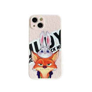 卡通可爱朱迪和尼克适用iphone14promax苹果13手机壳新款12全包情侣11保护套15硅胶软14plus防摔男8/7油画风x