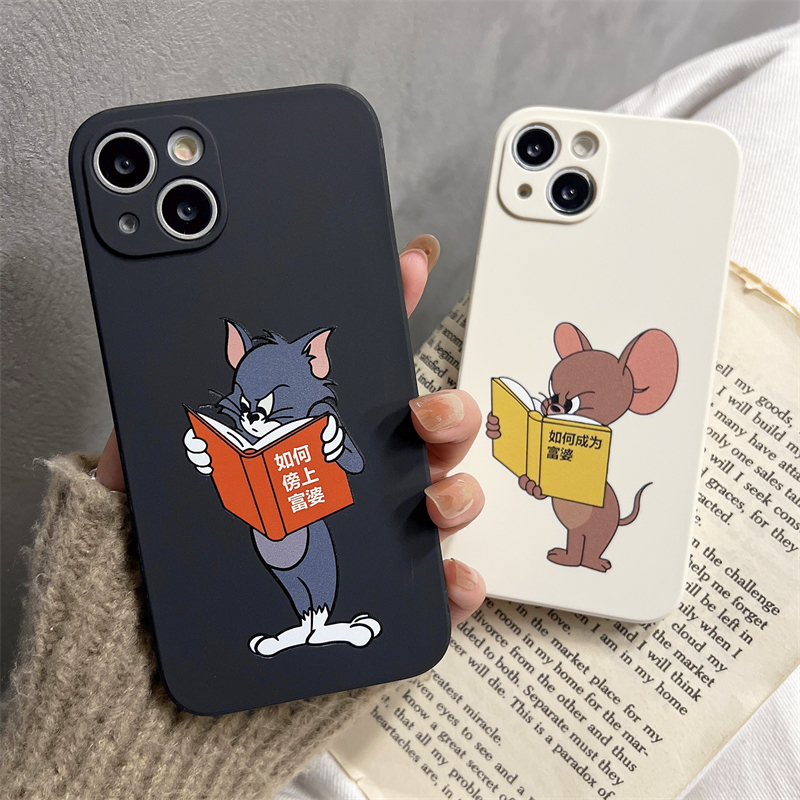 卡通趣味猫和老鼠富婆适用苹果12promax手机壳iphone14plus硅胶软16max防摔15外壳情侣女8plus/6s/7保护x男13