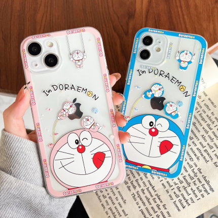 遇见初心卡通可爱哆啦A梦适用苹果16max手机壳iPhone15透明硅胶14软壳8plus防摔壳女闺蜜12pro小米11/13新款9
