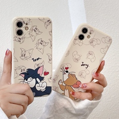 遇见初心卡通猫和老鼠情侣手机壳适用苹果12pro硅胶16max软杰瑞鼠8p汤姆猫tom女14/13mini男新款se3代jerry11