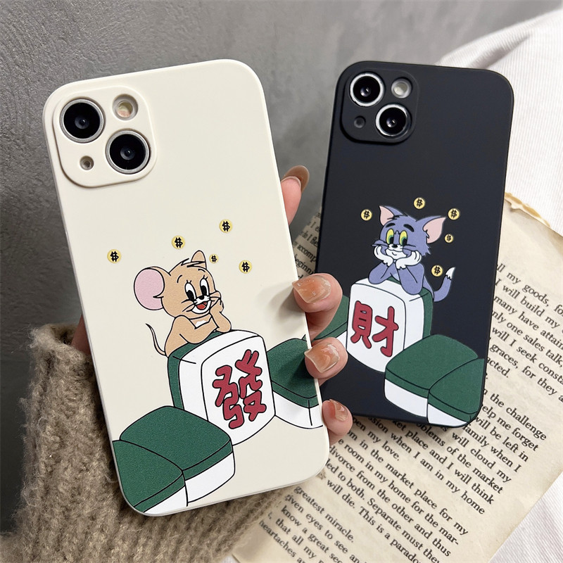 新年麻将发發猫和老鼠适用苹果13promax手机壳iphone14plus卡通12mini汤姆11男15防摔16max硅胶软8杰瑞6s/7