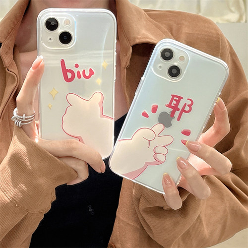 苹果iPhoneTPU卡通手势情侣软壳
