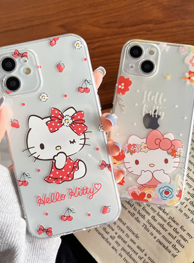 遇见初心适用hellokitty凯蒂猫苹果12pro手机壳iPhone13promax女15透明软6splus防摔816/se3保护外壳11红米14