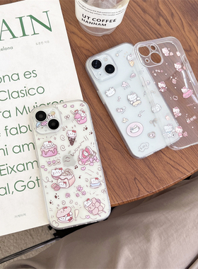 卡通hellokitty凯蒂猫适用苹果15plus手机壳iphone14promax透明软13/12全包11/16防摔套少女心8plus/7/6s硅胶