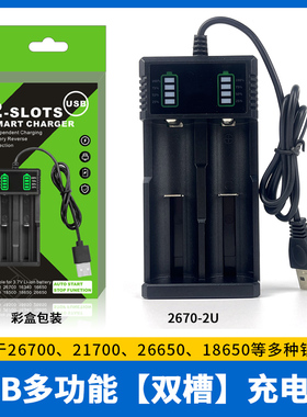 双口电池充电器21700锂电池双槽充电仓智能快充多功能通用适配器