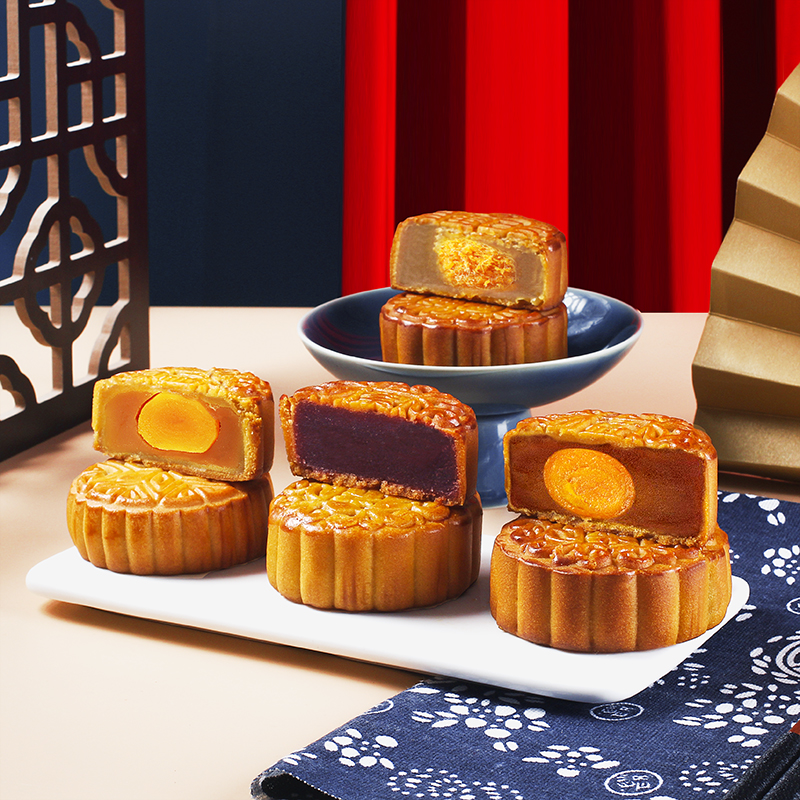 中秋广式月饼100克多口味散装蛋黄莲蓉五仁豆沙团购批发送礼员工