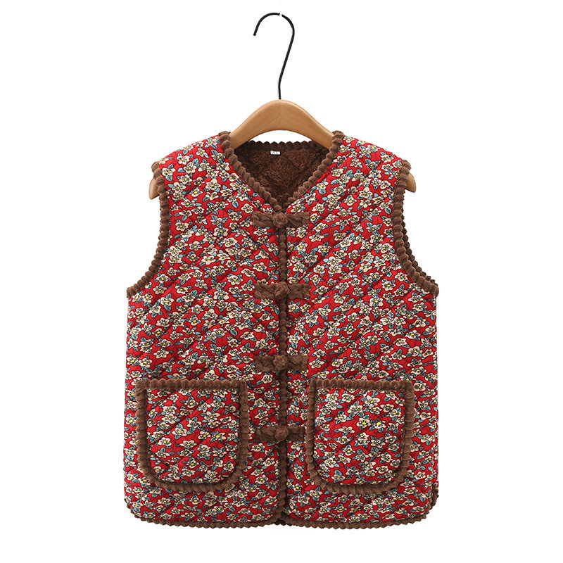奶奶加绒保暖夹棉马甲外套女中老年人坎肩背心老太太妈妈冬季马夹