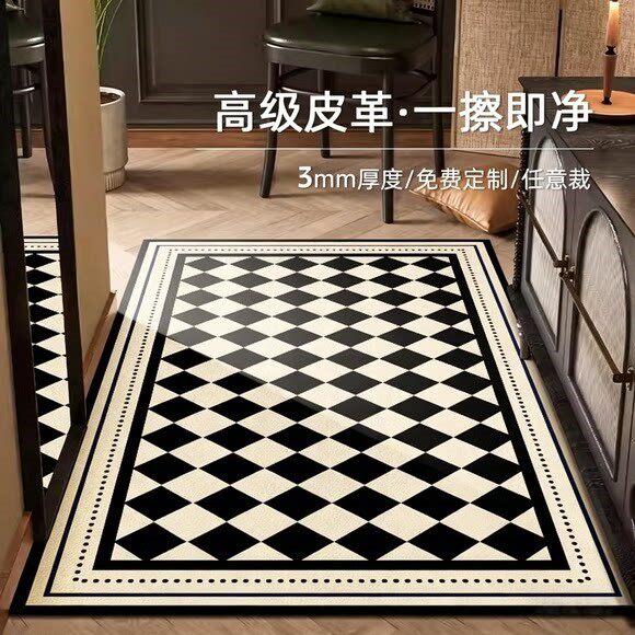 高端定制入户门地垫中古可擦免洗pvc进门玄关脚垫皮革地毯可裁剪