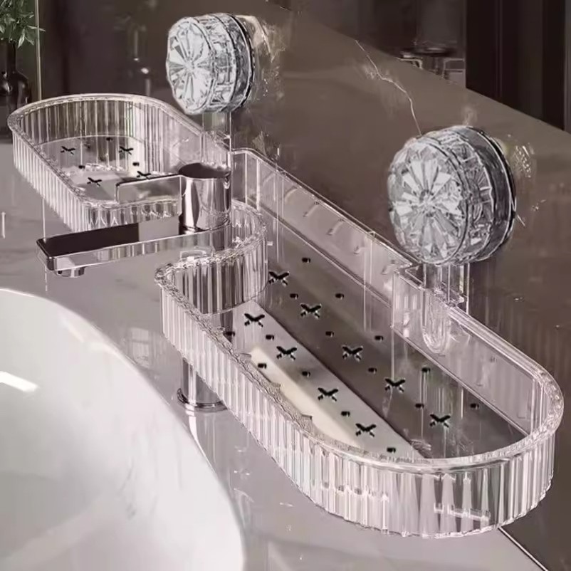 吸盘壁挂式置物架免打孔无痕不伤墙面洗手间洗漱台浴室收纳盒批发