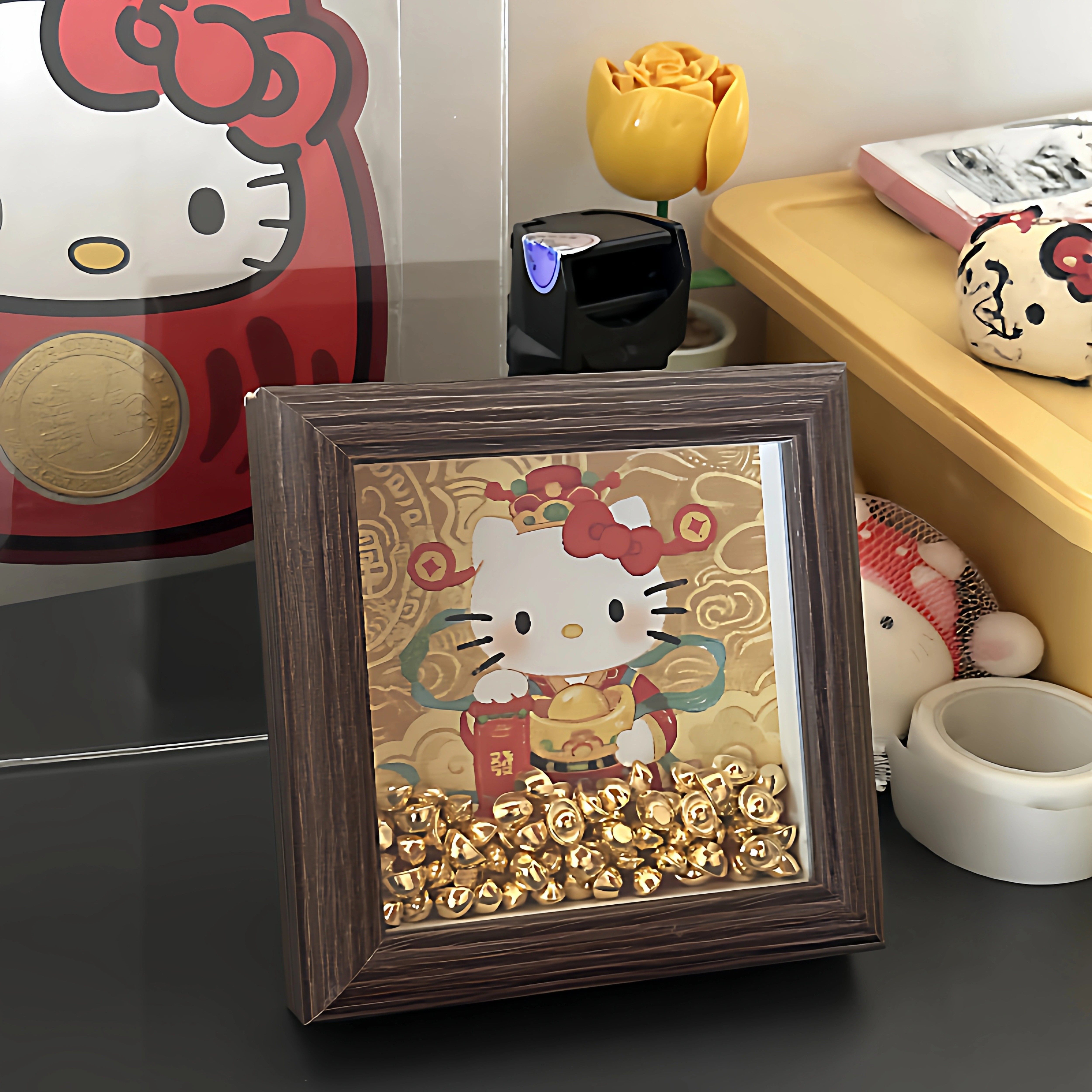 HelloKitty招财猫相框摆件家用客厅玄关处工位桌面装饰摆台送朋友