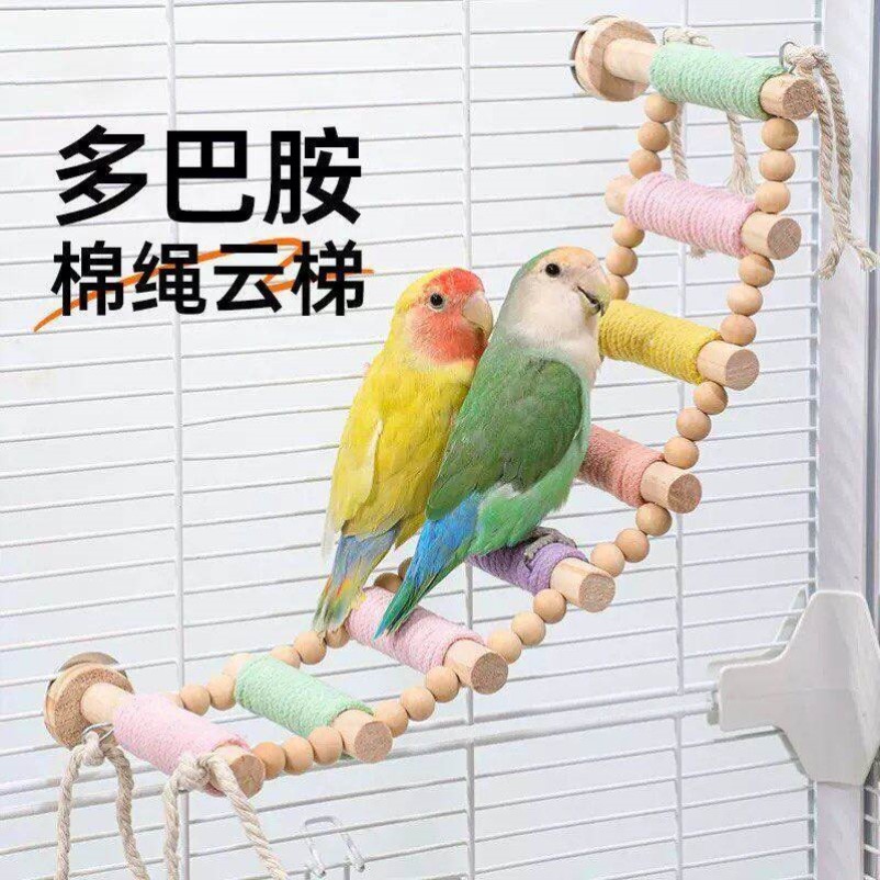 鹦鹉棉绳爬梯云梯攀爬秋千啃咬玩具站杆虎皮牡丹玄凤专用鸟笼用品