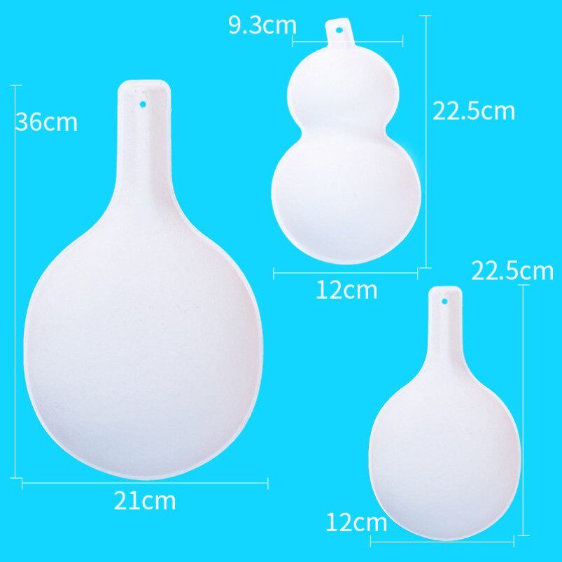马勺葫芦 白色手绘纸浆涂色面具DIY手工绘画幼儿园童大小空白脸谱
