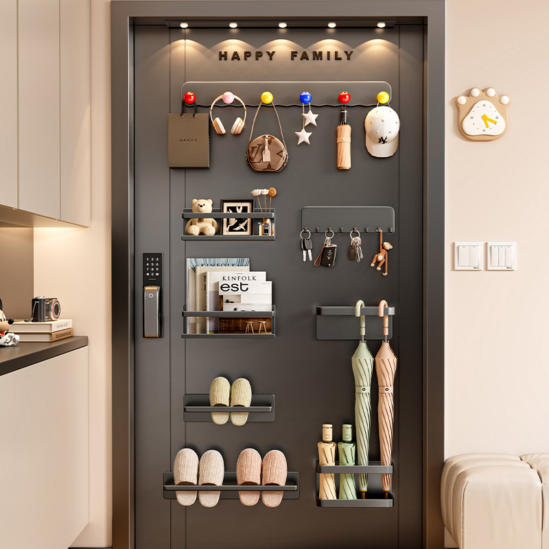 门后置物架入户磁吸挂钩收纳架子