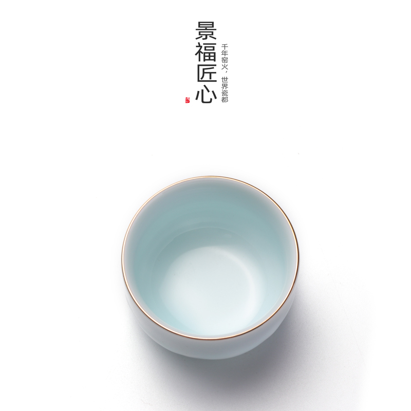 景盛杯子个人青荷紫砂陶瓷哥窑