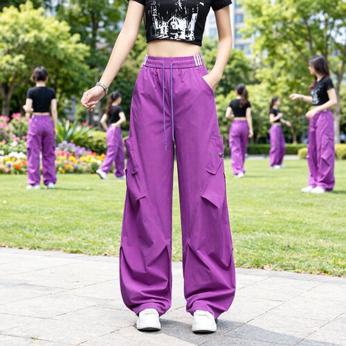 美式伞兵工装裤女夏季高腰弯刀