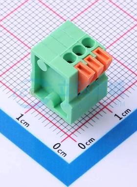 弹簧式接线端子DB141V-2.54-3P-GN 插件,P=2.54mm 1x3P 绿色