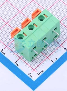 弹簧式接线端子DB142R-7.62-3P-GN 弯插,P=7.62mm 1x3P 绿色