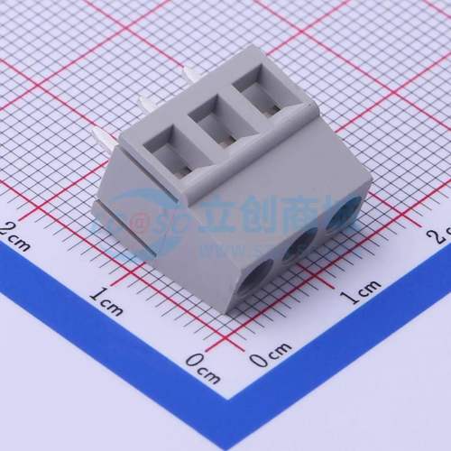 螺钉式接线端子DB128V-5.0-3P-GY-S 插件,P=5mm 1x3P 直插 灰色